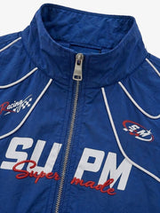 Retro Track Panel Zip-Up Jacket & Wide-Leg Track Pants Set
