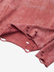 Besticktes, zerrissenes, abgenutztes Langarmshirt