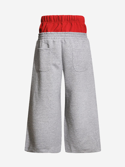 Striped Badge Graphic Double-Waist Track Pants