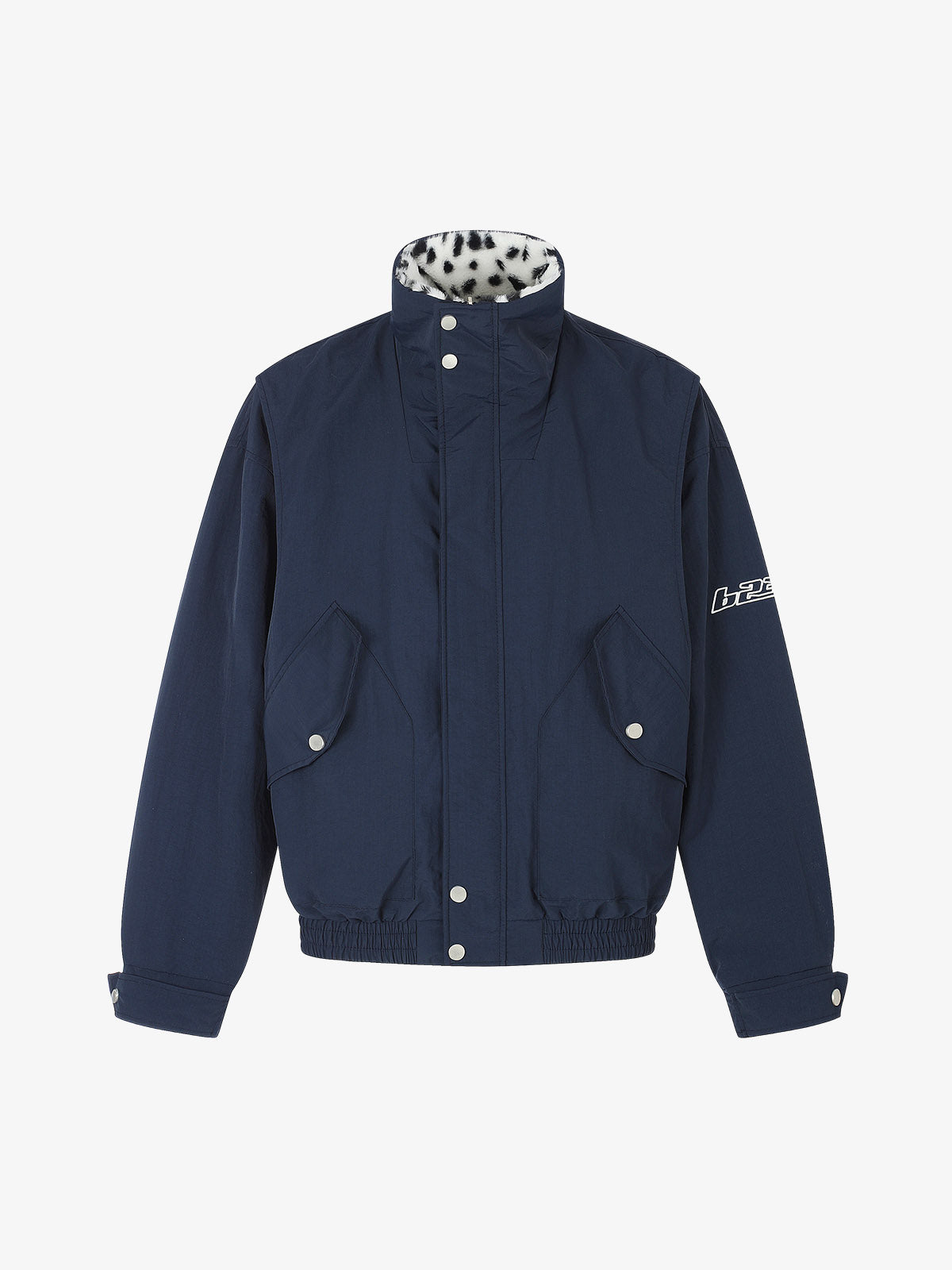 Reversible Spotted Leopard Stand-Collar Fleece Coat