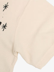 Cotton Waffle Knit Graphic T-Shirt with The Supermade Records Print for Men 