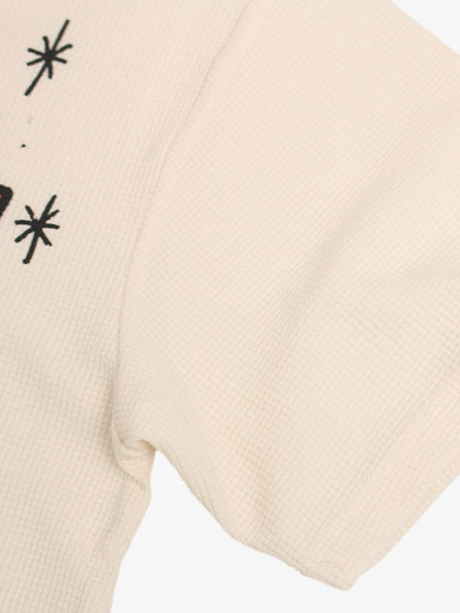 Cotton Waffle Knit Graphic T-Shirt with The Supermade Records Print for Men 