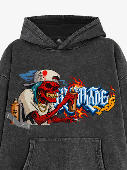 Thesupermade Street Skull Graffiti Artist Hooded Sweatshirt 