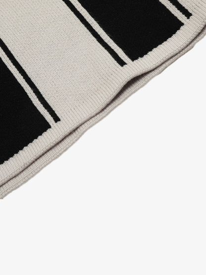 Crest Embroidered Striped Polo Sweater