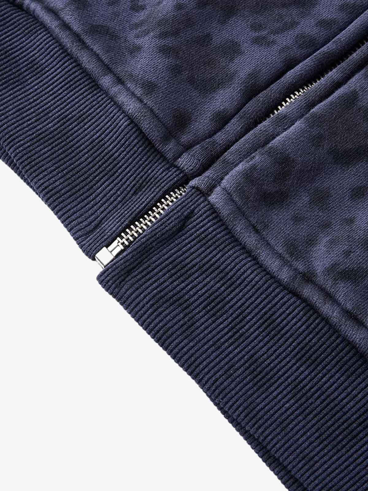 Leopard Pattern Boxy Fit Zip-Up Hoodie
