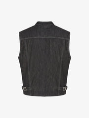 Deconstructed Embroidered Vest & Cropped Jeans Set