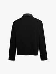 Leopard Cross Script Graphic Polo Long Sleeve Tee