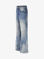 Studded Washed Heavy-Duty Jeans