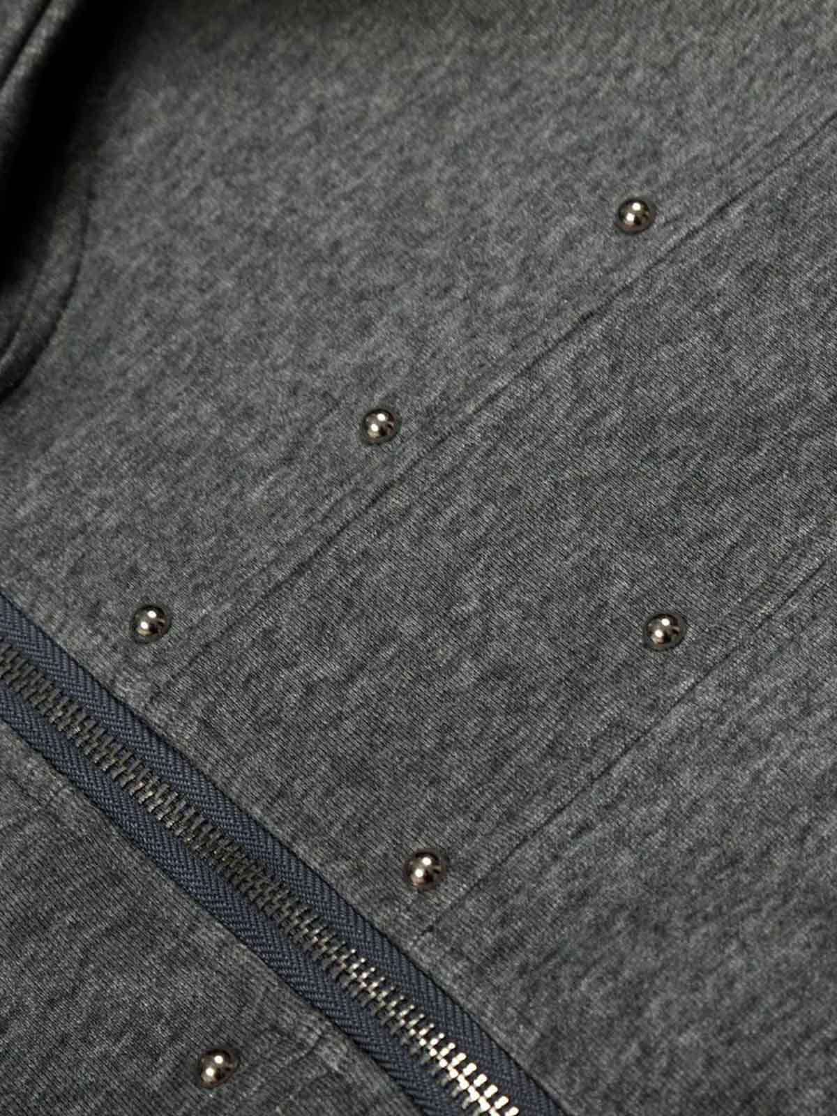 Distressed Studded Gradient Zip Up Hoodie 