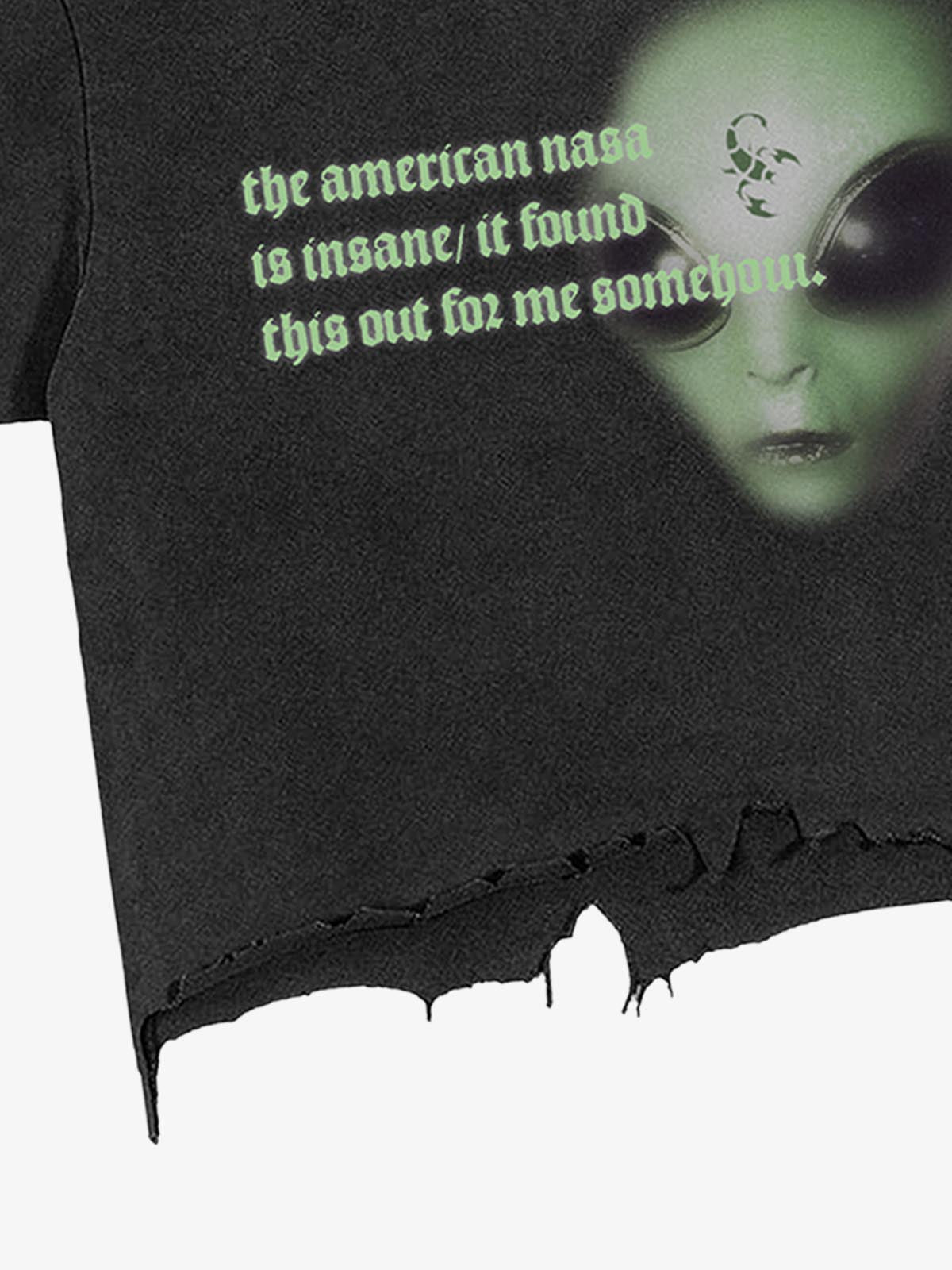 Alien Detection Graphic Washed Distressed Tee