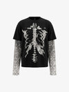 Oversize-T-Shirt mit Totenkopf- und Rippenkorb-Motiv