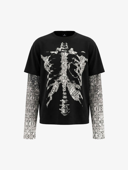 Skull Ribcage Graphic Oversized Tee