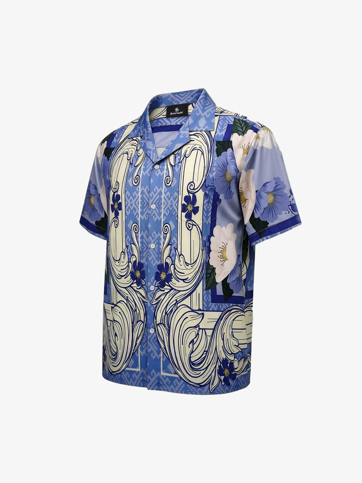 Vintage Baroque Floral Camp Collar Boxy Shirt 