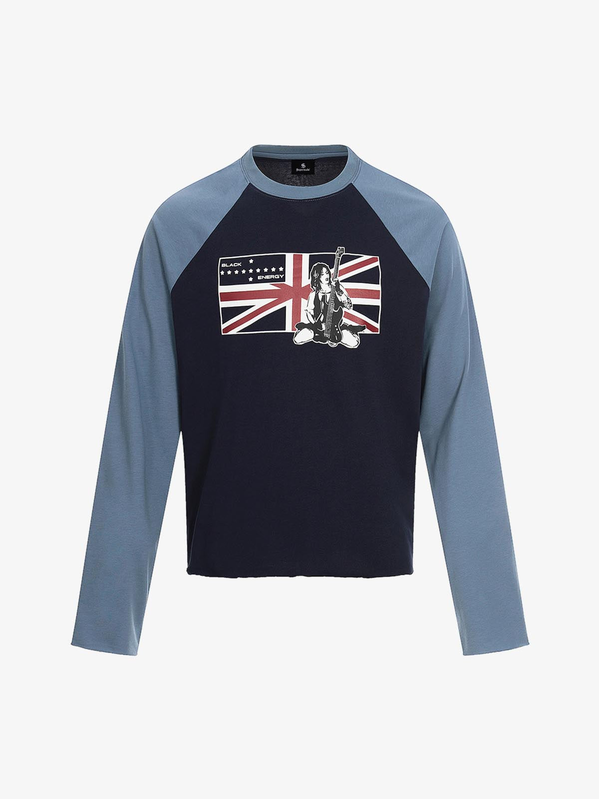 Retro Union Jack Graphic Raglan Long Sleeve T-Shirt