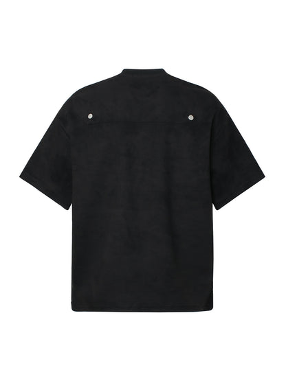 Metallic Print Suede Crew Neck T-Shirt 