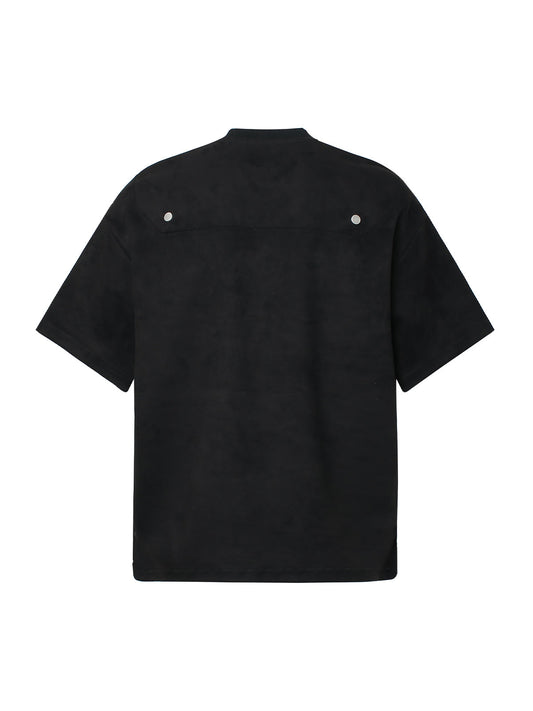 Metallic Print Suede Crew Neck T-Shirt 