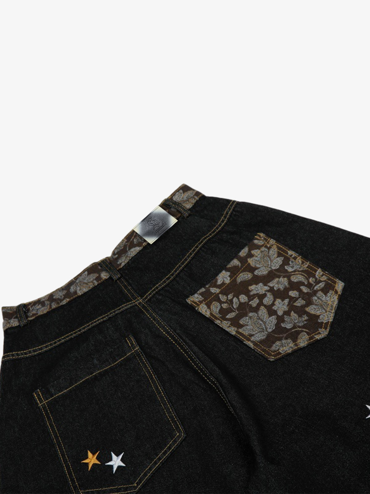 Star Embroidered Curved-Seam Jeans