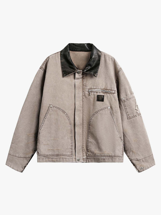 Vintage Washed Workwear Lapel Detroit Jacket 