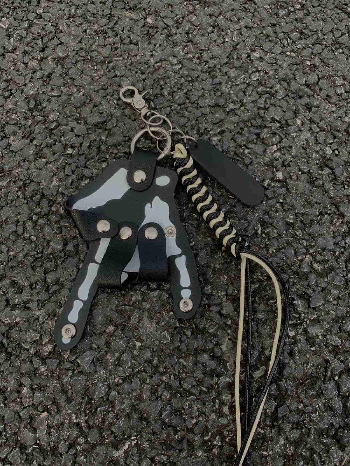 Punk Skull Hand Braided Keychain 