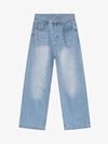 Multicolor Washed Distressed Wide-Leg Jeans