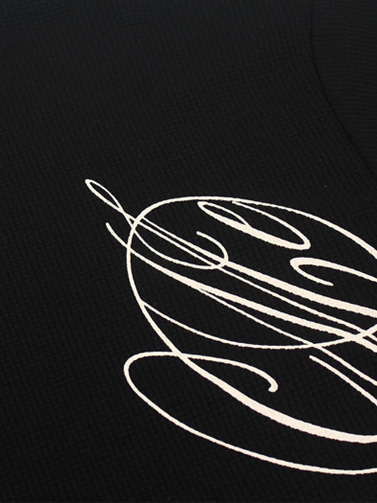Side Script Waffle Knit T-Shirt