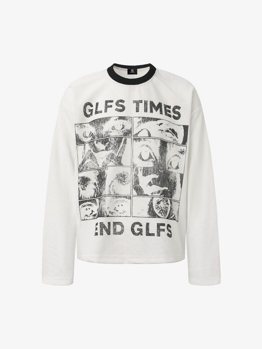 Graphic Print Long Sleeve Thermal Top for Casual Wear 