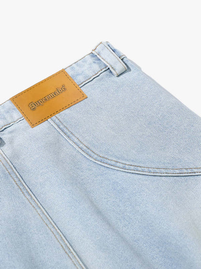 Wide-Leg Denim Trousers with Distressed Details for Everyday Style 
