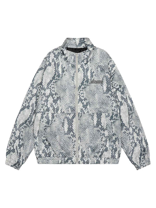 Vintage Vibe Print Windbreaker Jacket