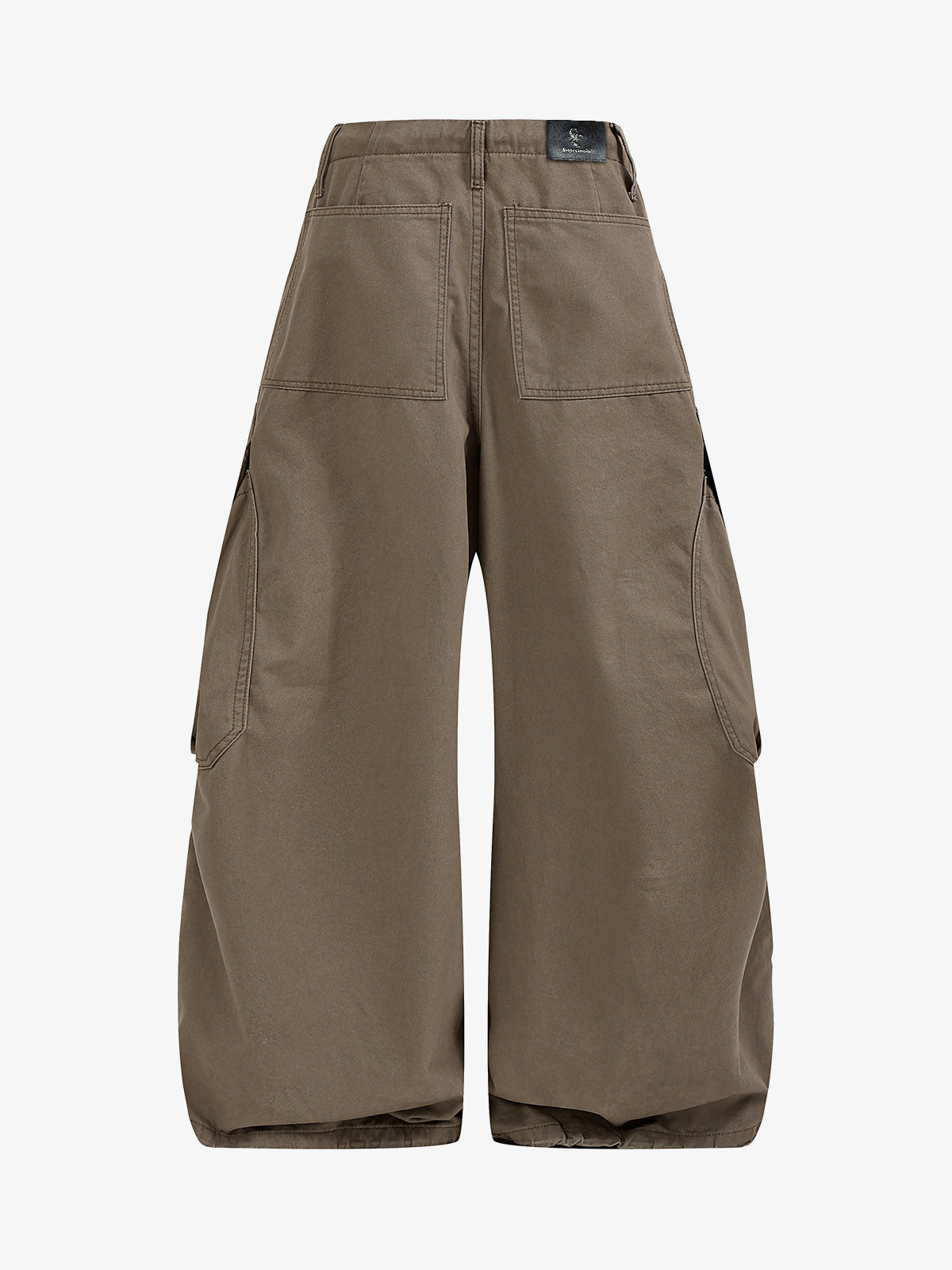 Heart-Slit Multi-Pocket Washed Wide-Leg Pants