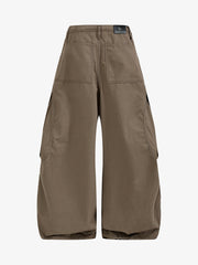 Heart-Slit Multi-Pocket Washed Wide-Leg Pants