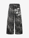 Leopard Print Cropped Pants – Wide-Leg Cotton Blend with Raw Hem