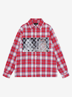 Floral Letter Embroidered Long Sleeve Shirt