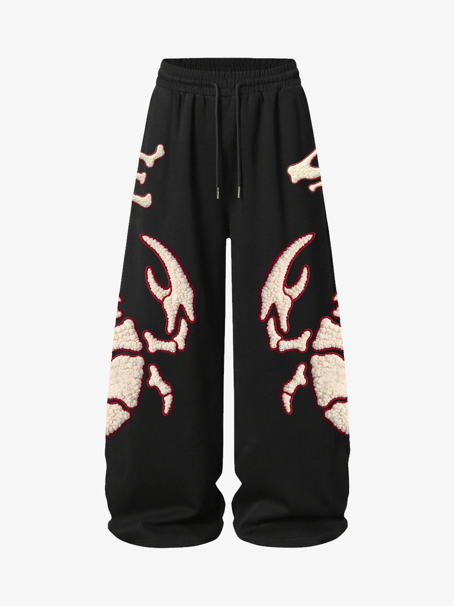 Scorpion Skeleton Terry Embroidered Wide-Leg Sweatpants