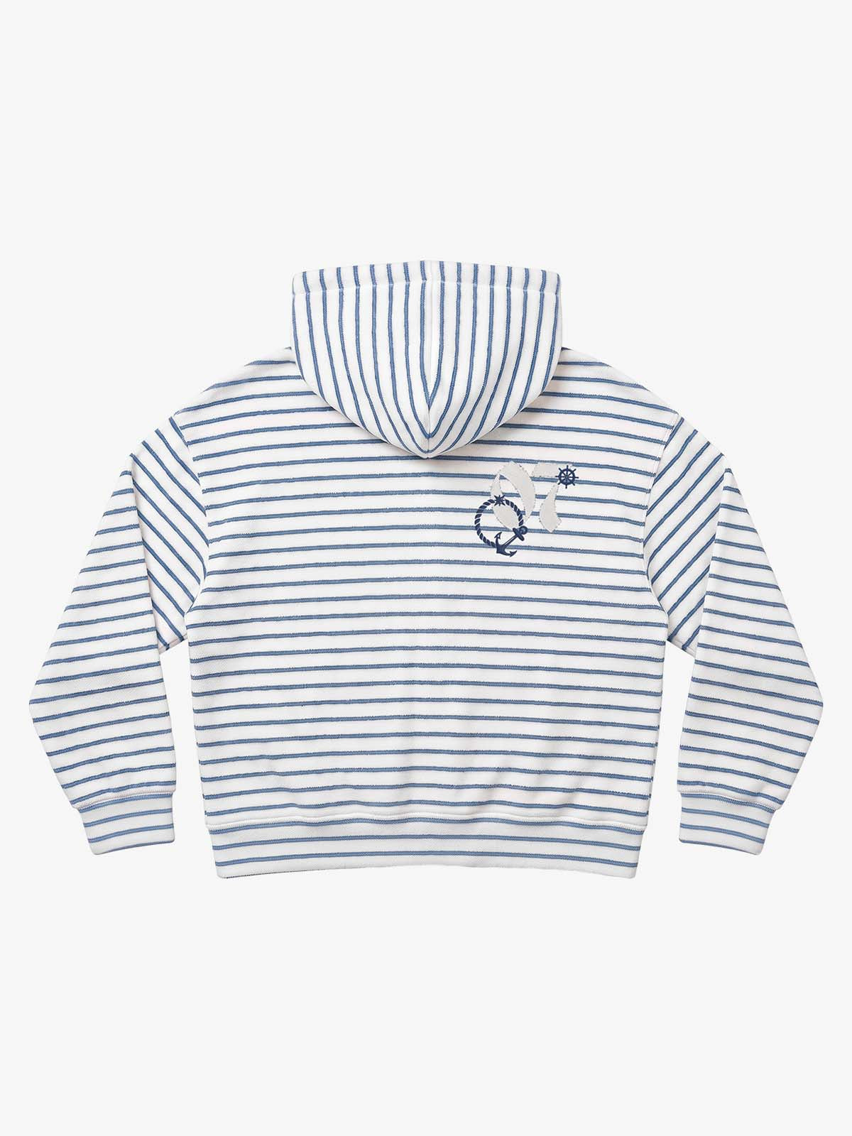 Anchor Appliqué Striped Terry Zip Hoodie