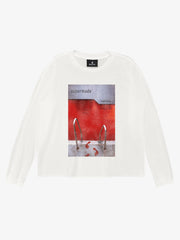 Game Pool Graphic Washed Distressed Boxy Long Sleeve Tee