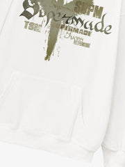 Vintage Washed Angel Halo Distressed Letter Graphic Hoodie 