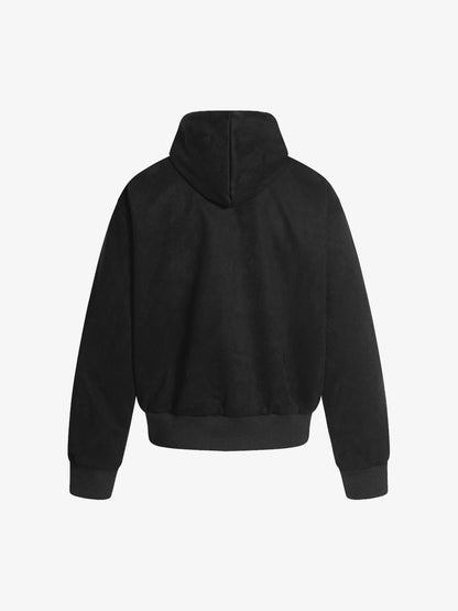 Suede Leopard-Trimmed Paneled Bomber Jacket 