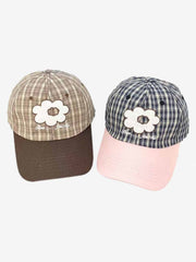 Plaid Floral Embroidered Baseball Cap 