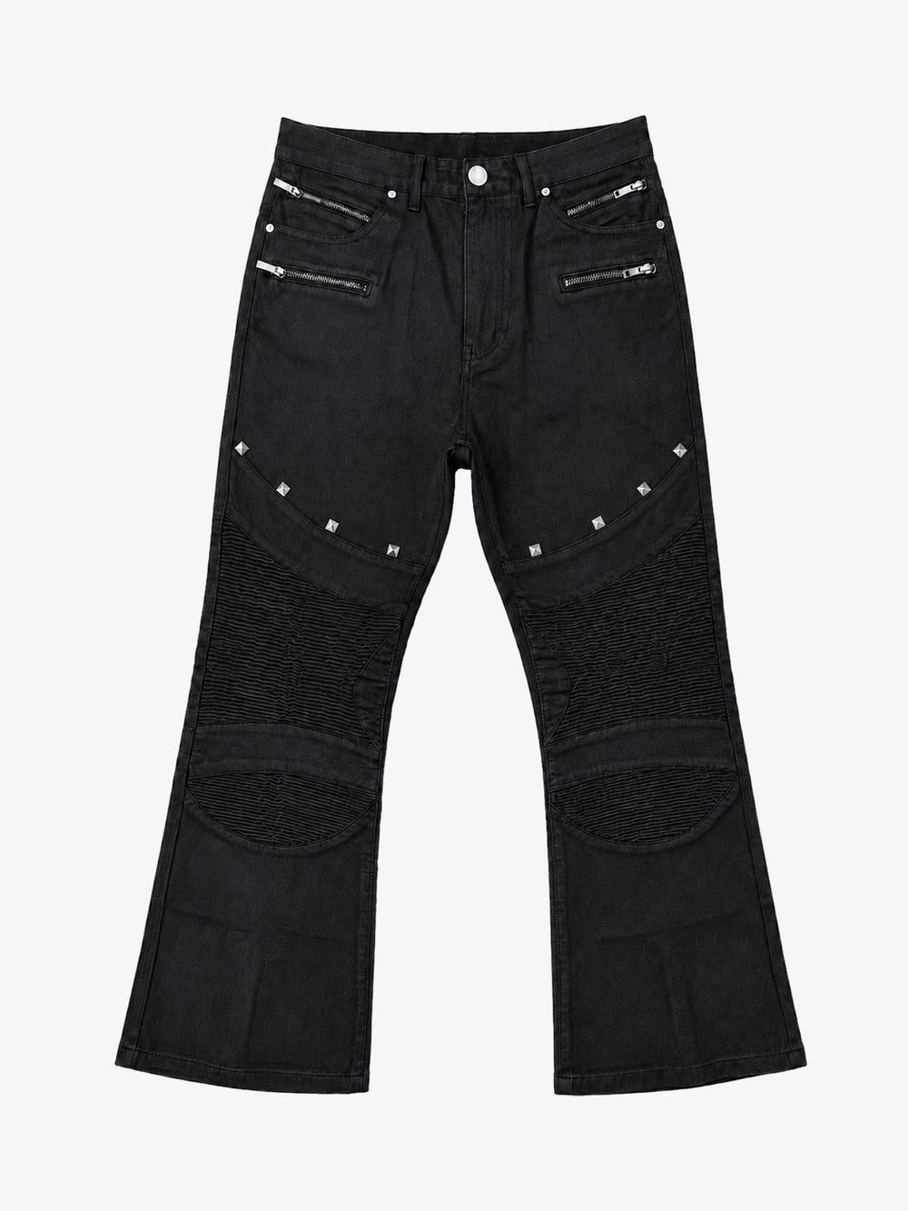 Studded Zip-Detail Bootcut Jeans