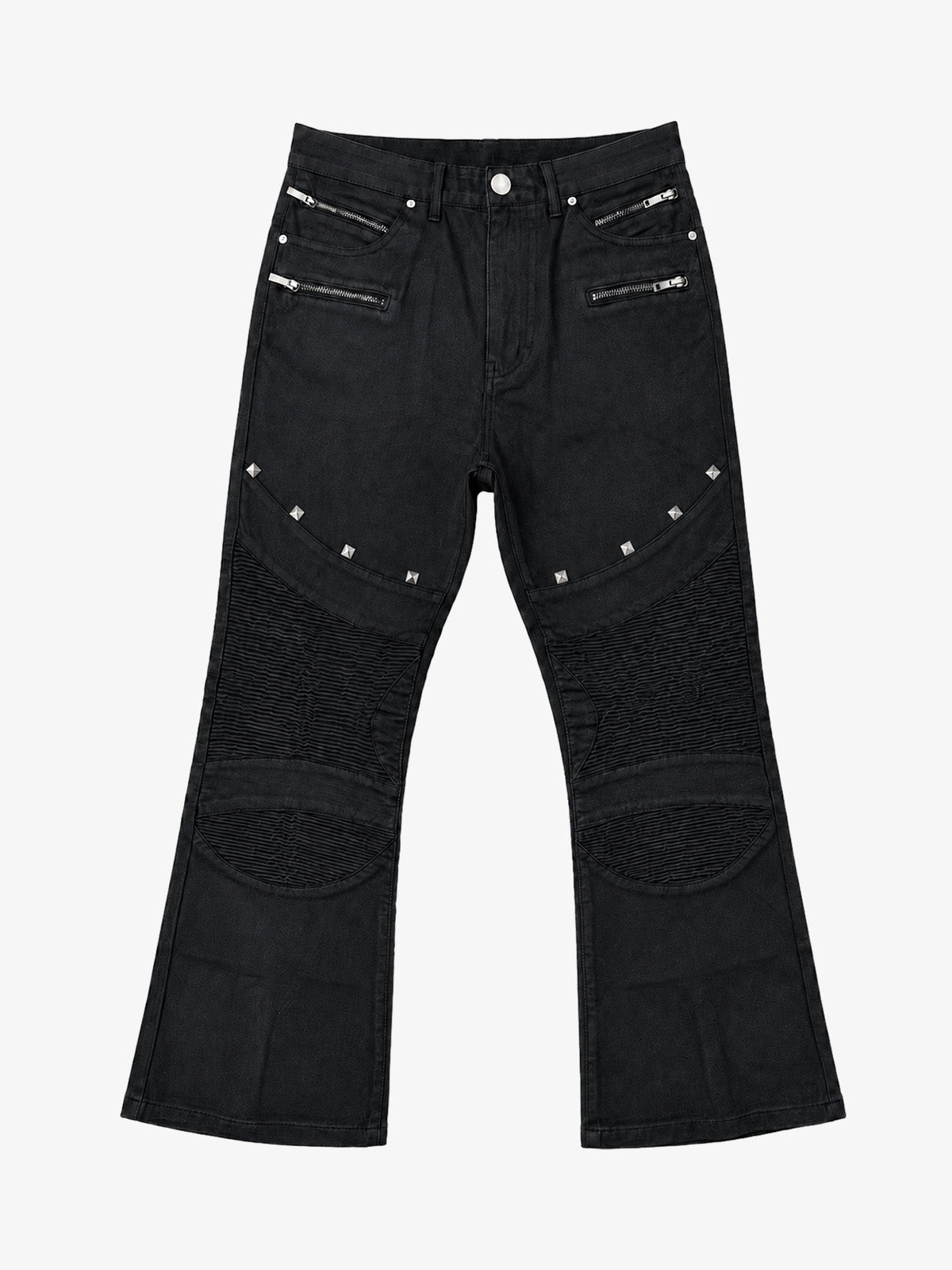 Studded Zip-Detail Bootcut Jeans