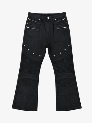 Studded Zip-Detail Bootcut Jeans