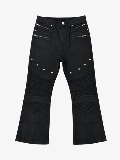 Studded Zip-Detail Bootcut Jeans
