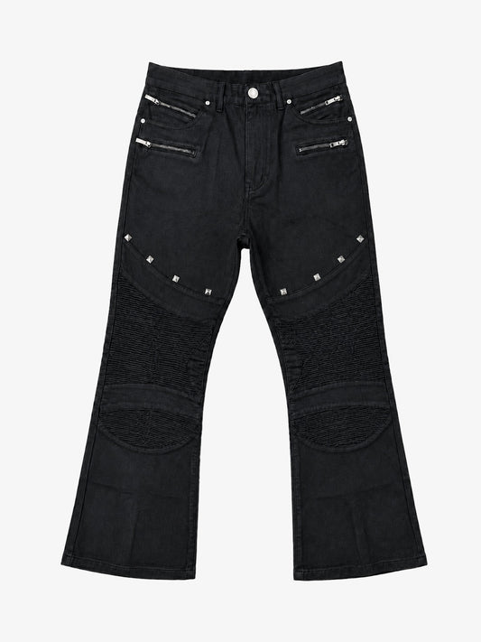 Studded Zip-Detail Bootcut Jeans