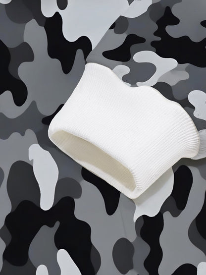 Camouflage Print Contrast Hoodie 