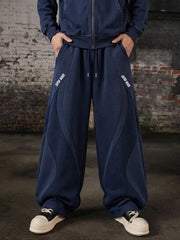 Curved Graphic Print Wide-Leg Sweatpants
