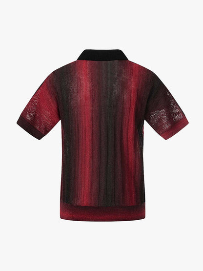 Gradient Textured Knit Polo Shirt 