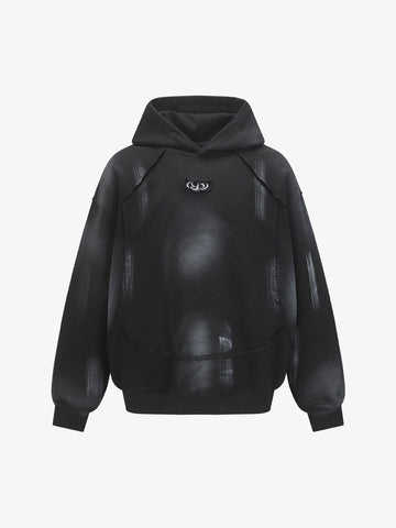 Hip-Hop Wasteland Ink-Dyed Raw Edge Hoodie 