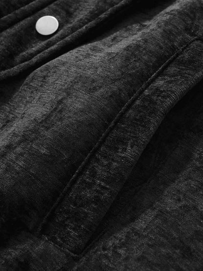 Stylish Velvet Bomber Jacket with Leather Collar for Men 