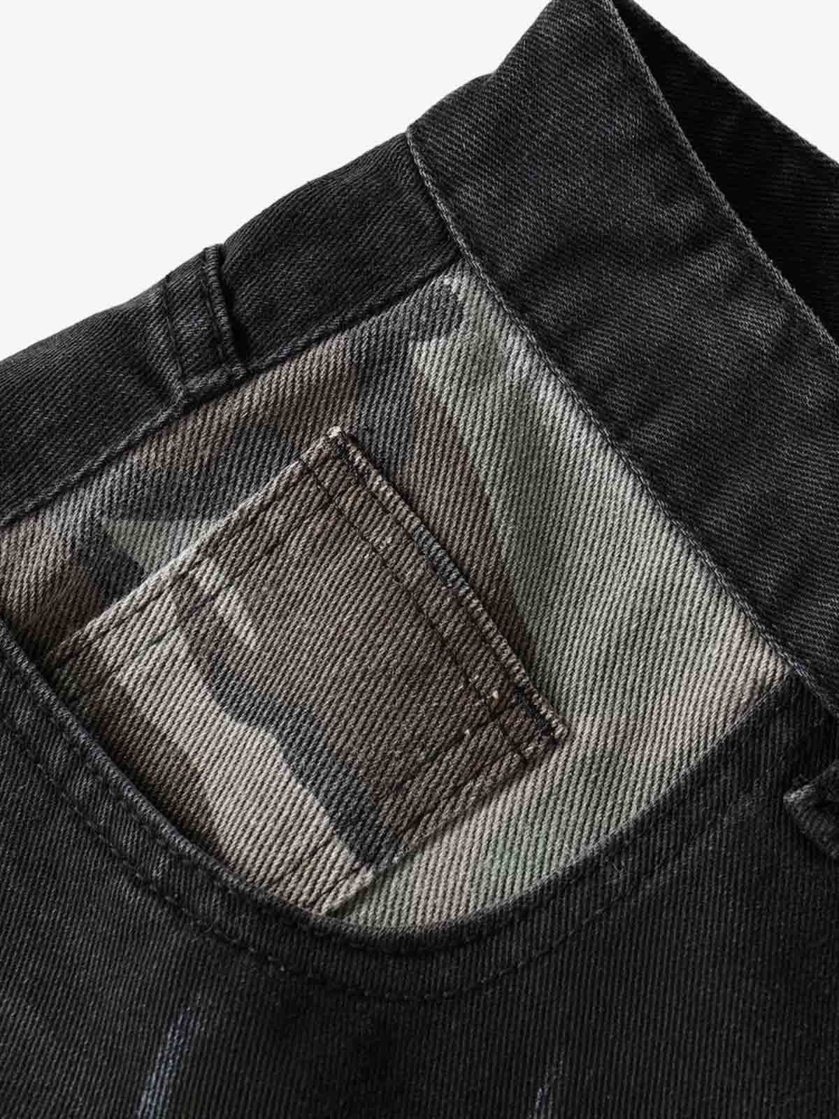 Butterfly Spray Graphic Camo Pocket Barrel Jeans