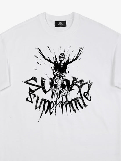 THE SUPERMADE TRENDY STREET OLD-FASHIONER SKULL PRINT T-SHIRT 